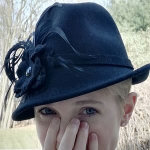 Asymmetrical felt cloche hat